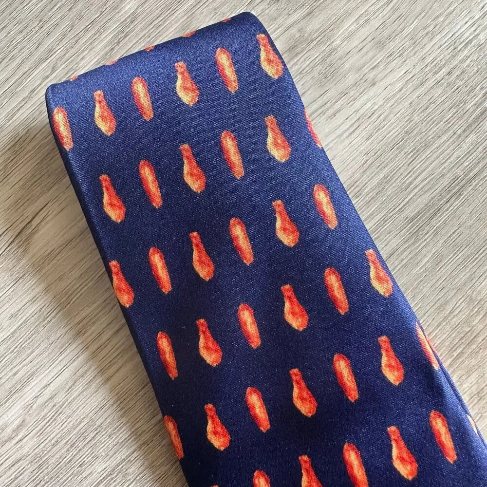 Buffalo Wing Wear Buffalo Chicken Wings 100% Silk Tie Dark Blue